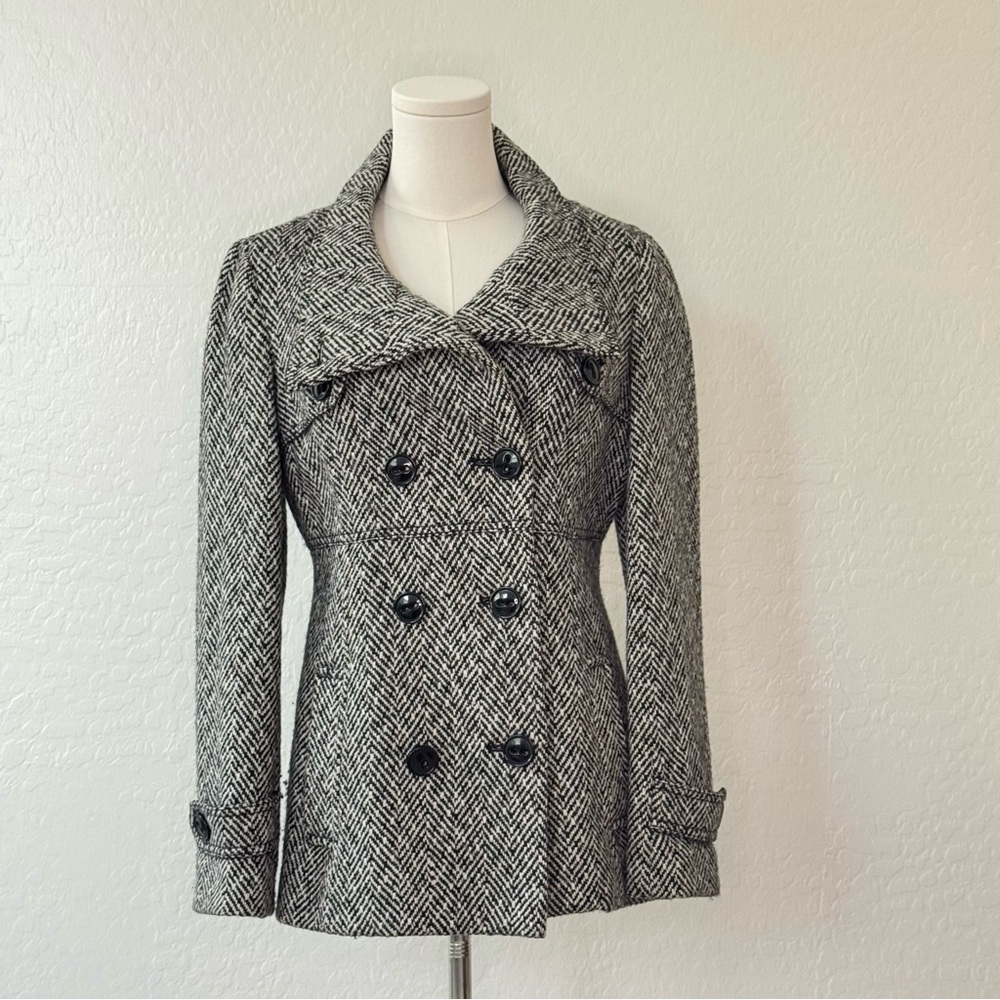 Esprit Women's Classic Black and White Pea Coat